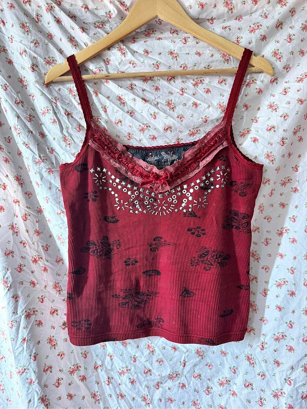 Hilfiger Denim Red Embellished Lace Camisole